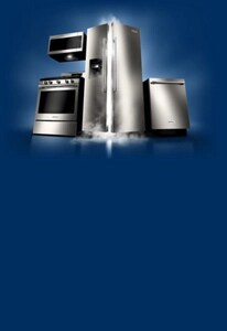 Maytag® range, over-the-range microwave, dishwasher and side-by-side refrigerator in a kitchen