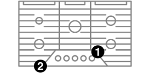 A cooktop with numbers indicating model number placement
