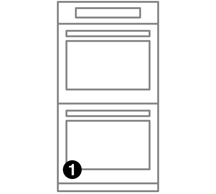 A wall oven with numbers indicating model number placement