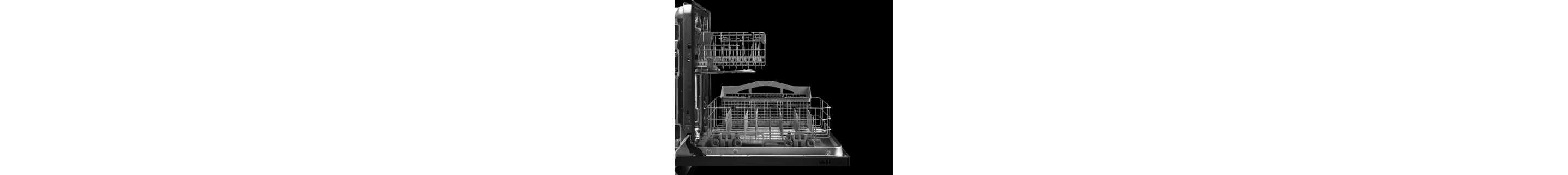 Side view of Maytag® dishwasher with racks pulled out