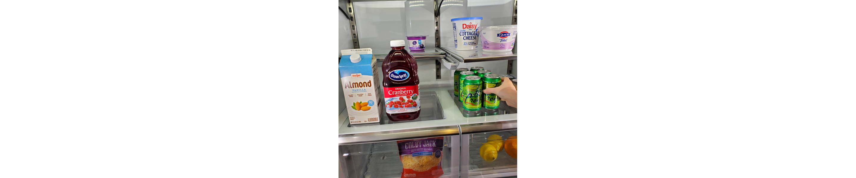 A refrigerator full of food.
