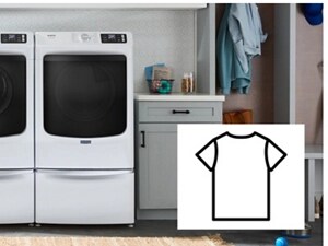 Maytag® side-by-side front load washer and dryer in a modern laundry room