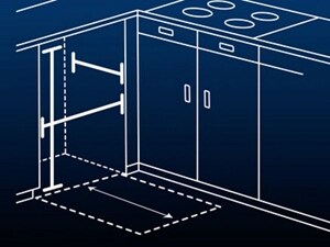 A rough opening cutout for a dishwasher installation