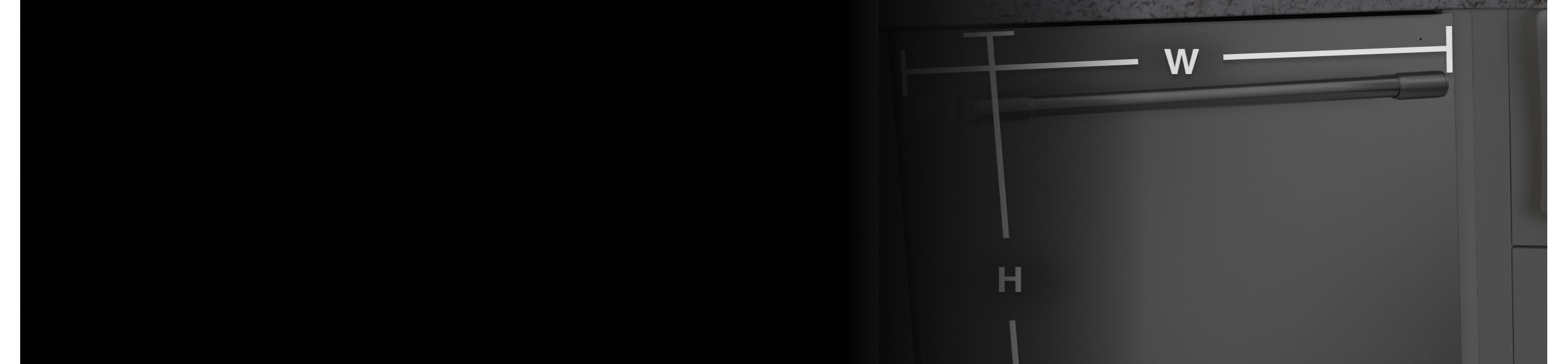 Measurement marks on a dishwasher