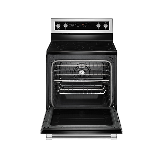 Smudge Fingerprint Resistant Stainless Steel Liances Maytag Freestanding Electric Range With True Convection 6 4 Cu Ft