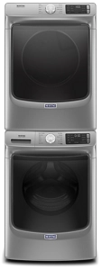 A Maytag® front load stackable washer and dryer set.