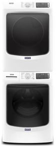 A Maytag® front load stackable washer and dryer set.