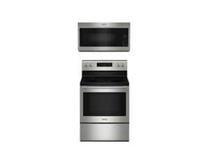 Maytag® Power Stack electric range and over-the-range microwave