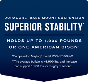 DuraCore® Base-Mount Suspension, superior stability, holds up to 1,900 pounds or one American bison