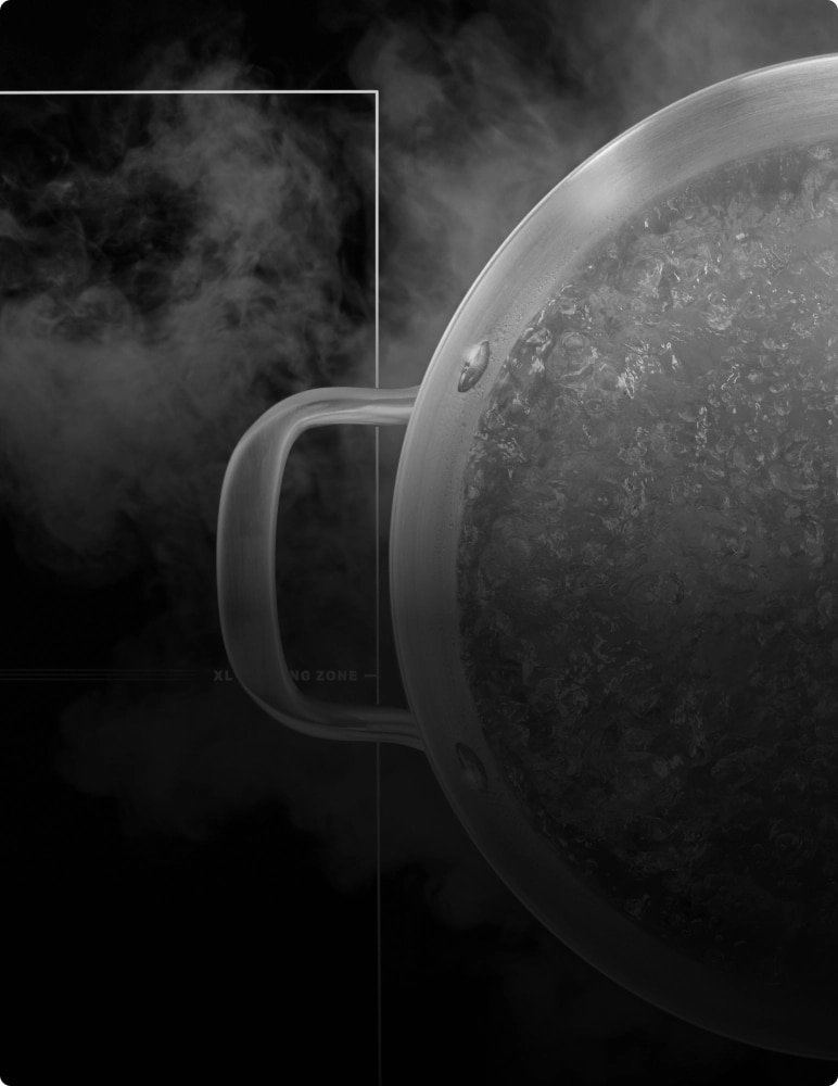 A pot of boiling water