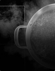 A pot of boiling water