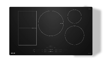 A black glass induction cooktop.