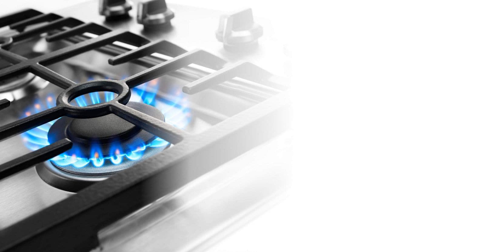 Close up of a gas burner.
