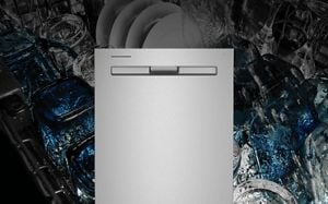 Maytag® dishwasher in a white kitchen.