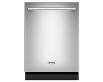 Stainless steel dishwasher with top controls and towel bar