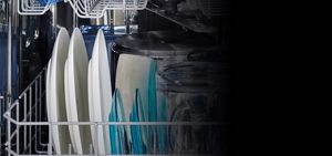 Water cleaning dishes.