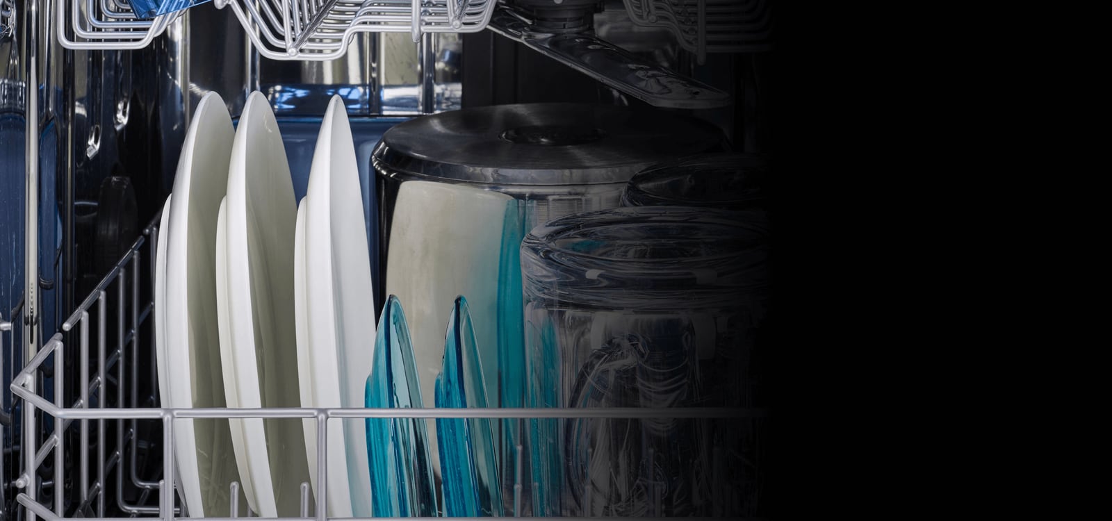 Water cleaning dishes.