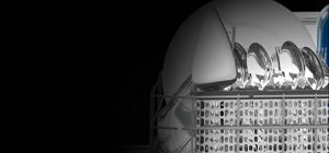 Stainless steel silverware basket.