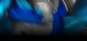 Clothes tumbling in the dryer.