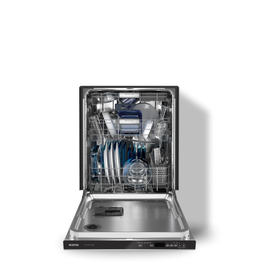 A Maytag® dishwasher in stainless steel.