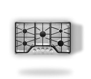 A Maytag® 5-burner cooktop in stainless steel.