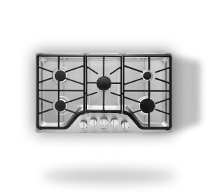A Maytag® 5-burner cooktop in stainless steel.