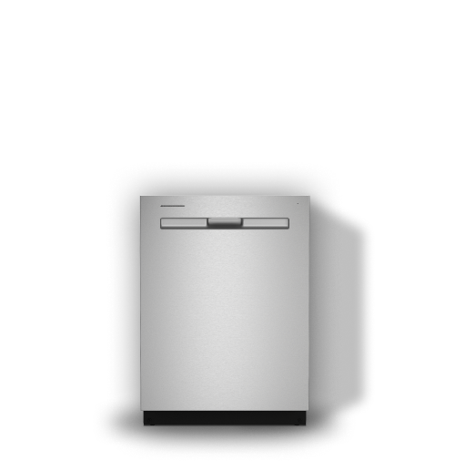 A Maytag® dishwasher in stainless steel.