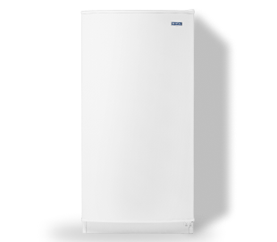 A white Maytag® upright freezer.