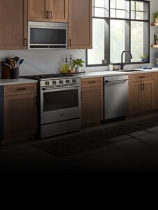 A full suite of stainless steel Maytag® kitchen appliances.