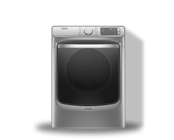 A Maytag® top load and front load clothes dryer in metallic slate.
