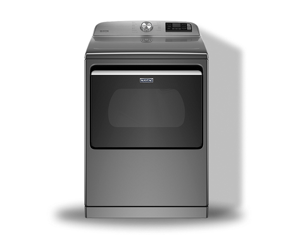 A Maytag® top load and front load clothes dryer in metallic slate.