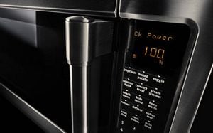 Sleek stainless steel Maytag® microwave.