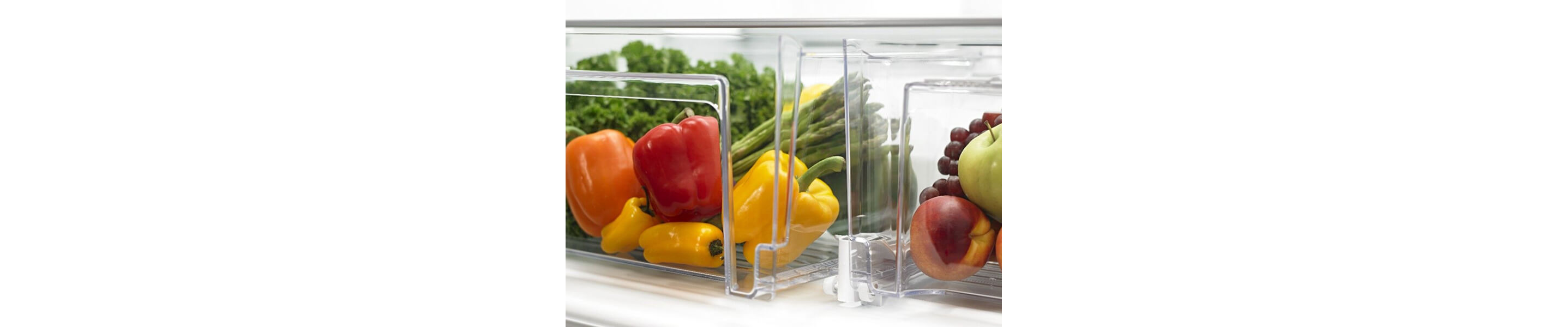 Fresh produce inside refrigerator drawers