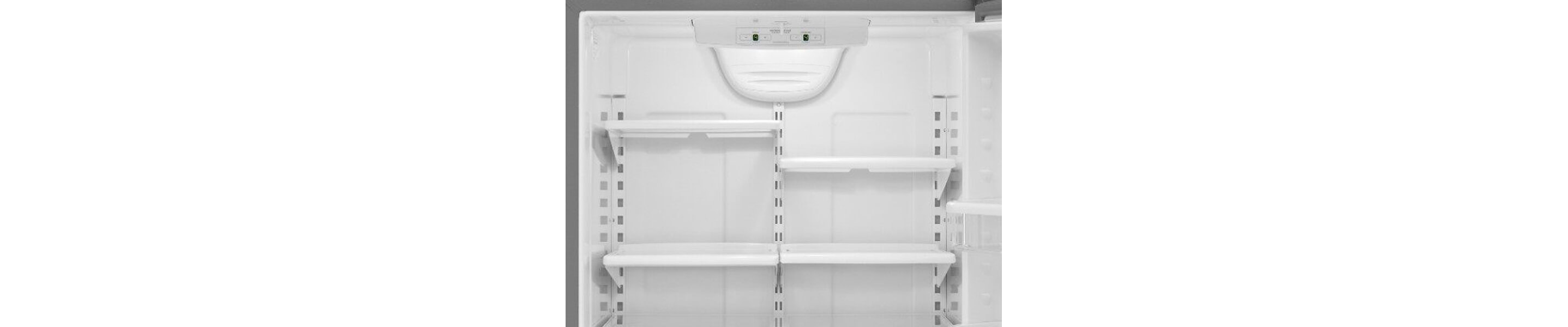 Empty refrigerator shelves