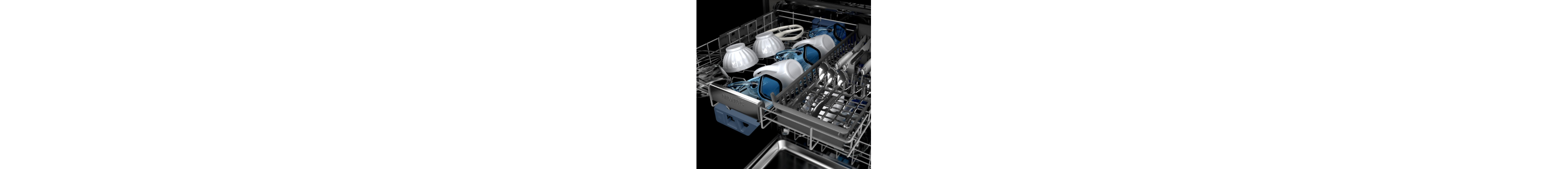 Cups and mugs inside a dishwasher