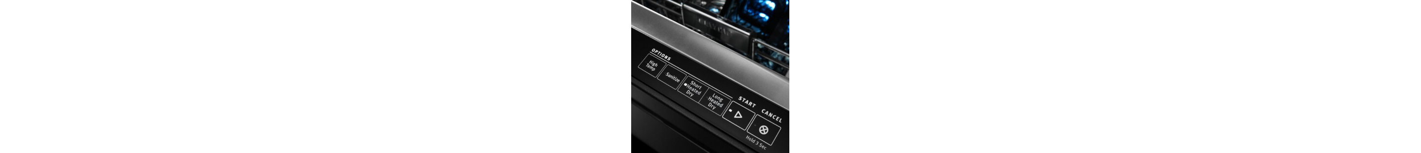 Closeup image of a top control dishwasher control panel