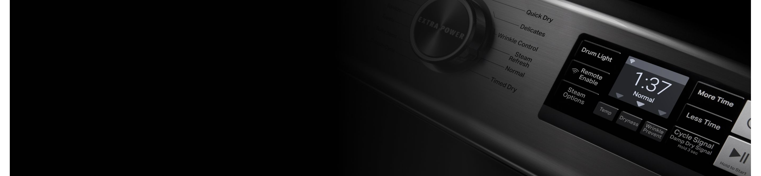 Close up image of a Maytag® dryer control panel