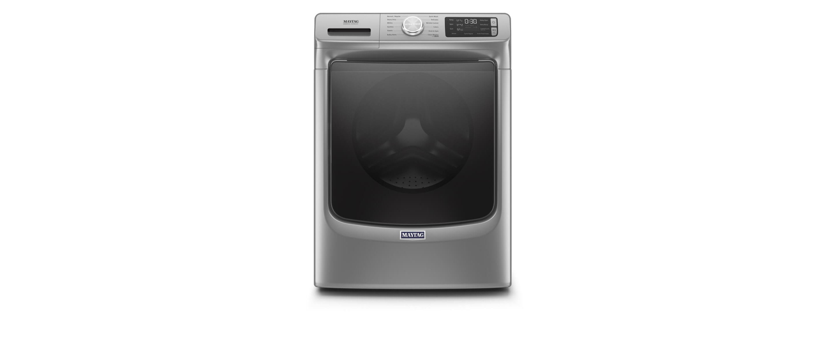 Gray Maytag® Front Load Washer with 16-Hr Fresh Hold® Option