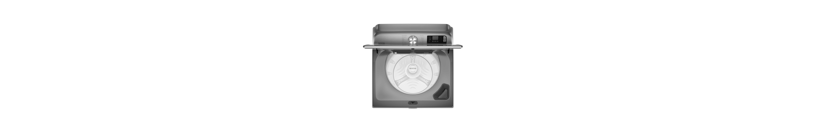 Overhead view of an open Maytag® washing machine