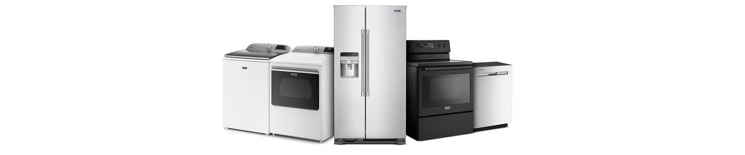Collection of Maytag® appliances in a variety of colors and finishes