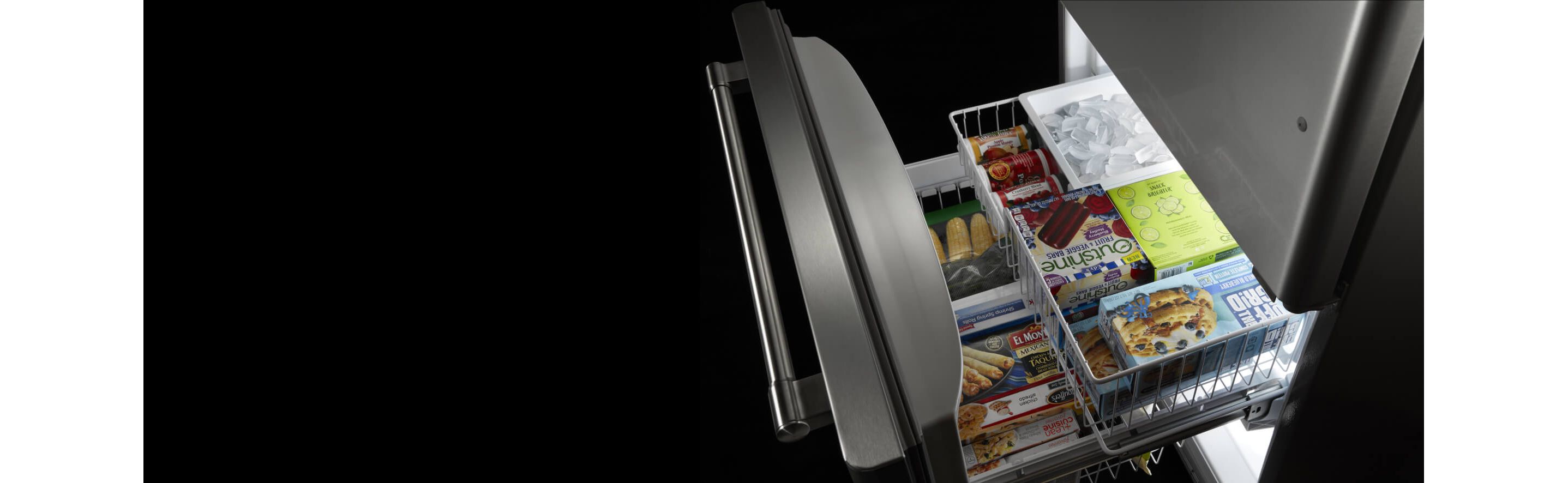 Open bottom drawer freezer  