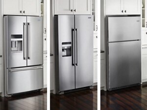 Side-by-side comparison of top-freezer vs. side-by-side vs. French door refrigerators