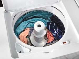 Clothes inside a washing machine