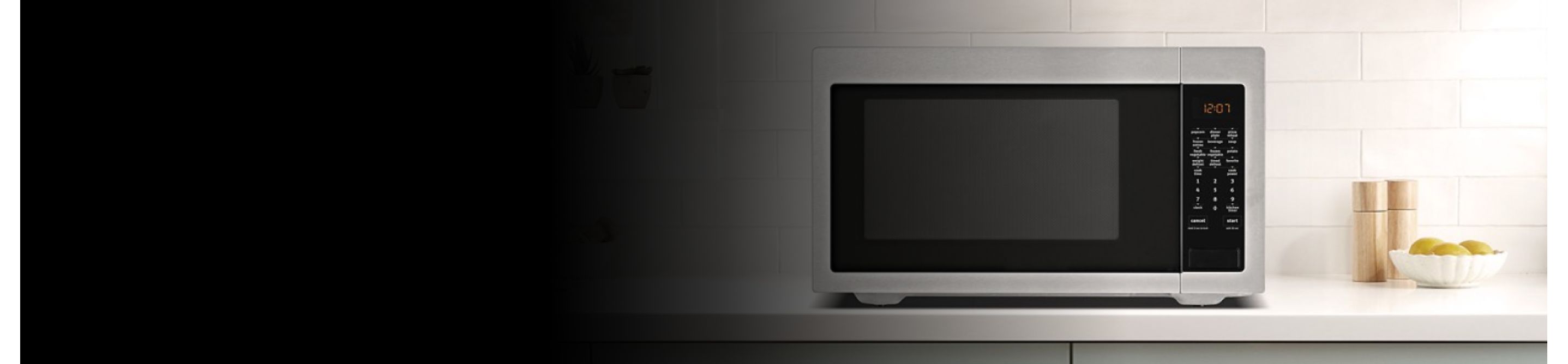 Black and silver microwave.