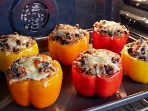 Stuffed bell peppers in an oven 