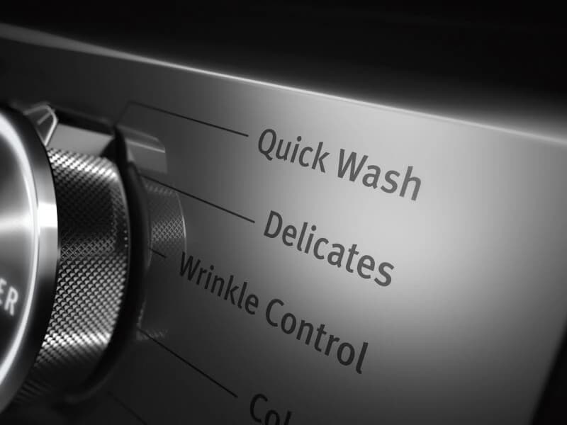 A close-up of a Maytag® washer console