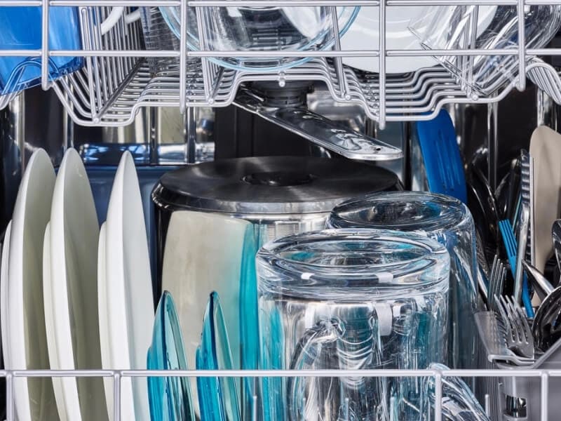 Dishwasher full of clean dishes