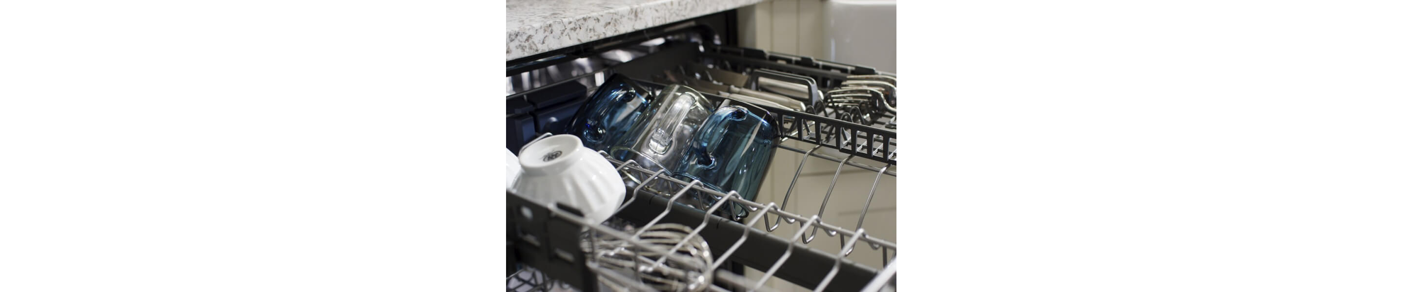 Cups on dishwasher rack