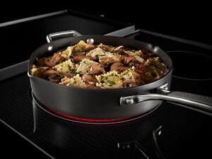 Pasta dish cooking  on stovetop element