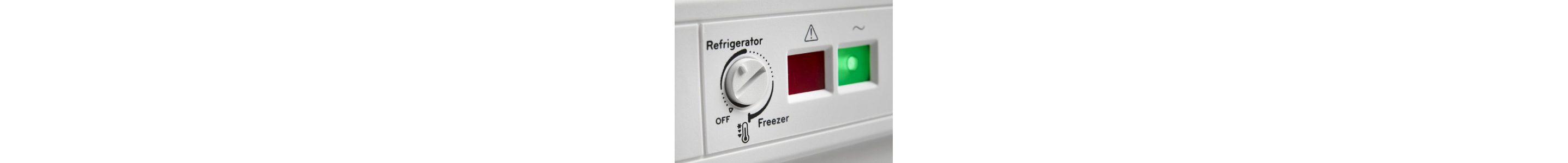 Close-up of convertible freezer thermostat controls